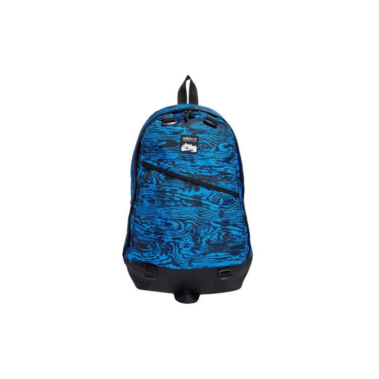 Adidas Originals Wood Grain Print Large Capacity Trendy Polyester Backpack Unisex Backpack HD9660 Blue