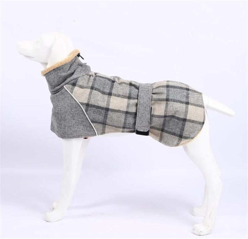 Hundekleidung Winter Dicke warme Hundejacke für kleine große Hunde Reflektierende winddichte Haustierkleidung Karierter Strom Schneehundemantel 3XL