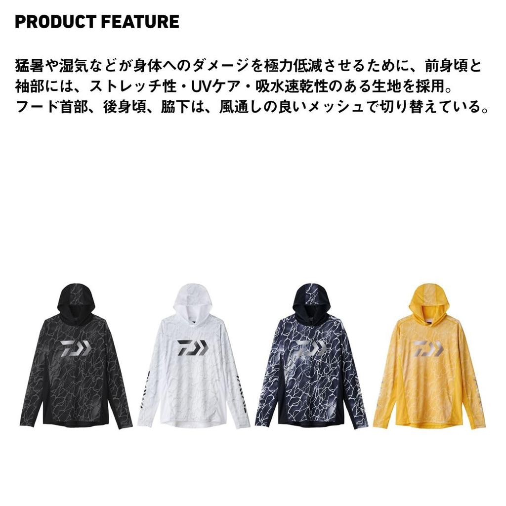 Daiwa Hoodie Game Shirt 25DE-3725 Tide Yellow, Medium