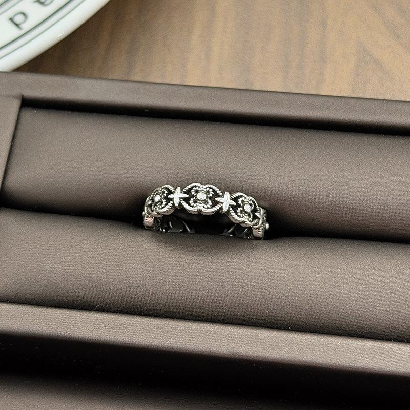Dark Retro Retro Punk Personality Star Pattern Open Ring Female Genderless Style Simple Trendy Cool Index Finger Ring