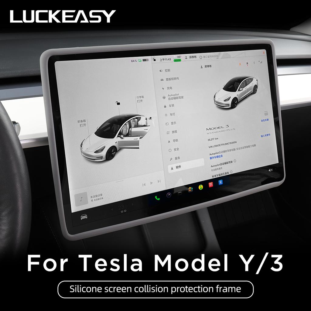 For Tesla Model 3 Y Car Accessories Central Control Navigation Screen Silicone Protection Frame Tempered Film Protective