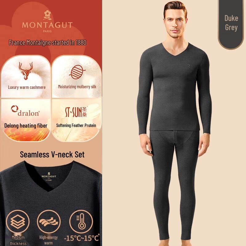 

Montagut Men s Cashmere & Silk Blend Thermal Underwear Set 2XL
