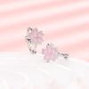 Pink Cherry Blossom Ear Buckle Small Fresh Female Flower Earrings Beautiful Dream Dripping Oil Five-Leaf Flower Earrings
