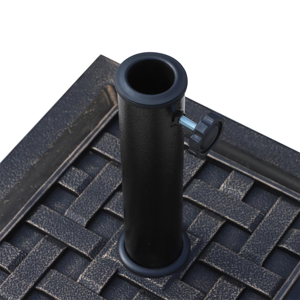 9kg Square Garden Parasol Base Holder Resin Outdoor Market Umbrella Stand with Adjustable Coupler, Bronze