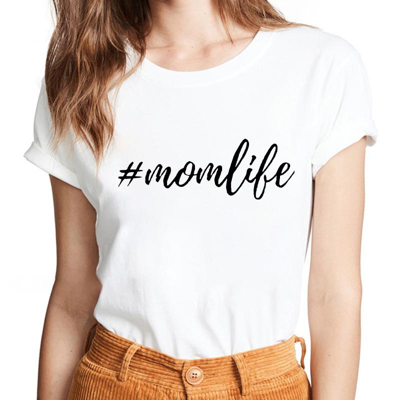 Lattice Mama Bear Letter Print T Shirt Women White Shirts Fashion O-Neck Short Sleeve T-Shirt Summer Tee Casual Top Female Tee