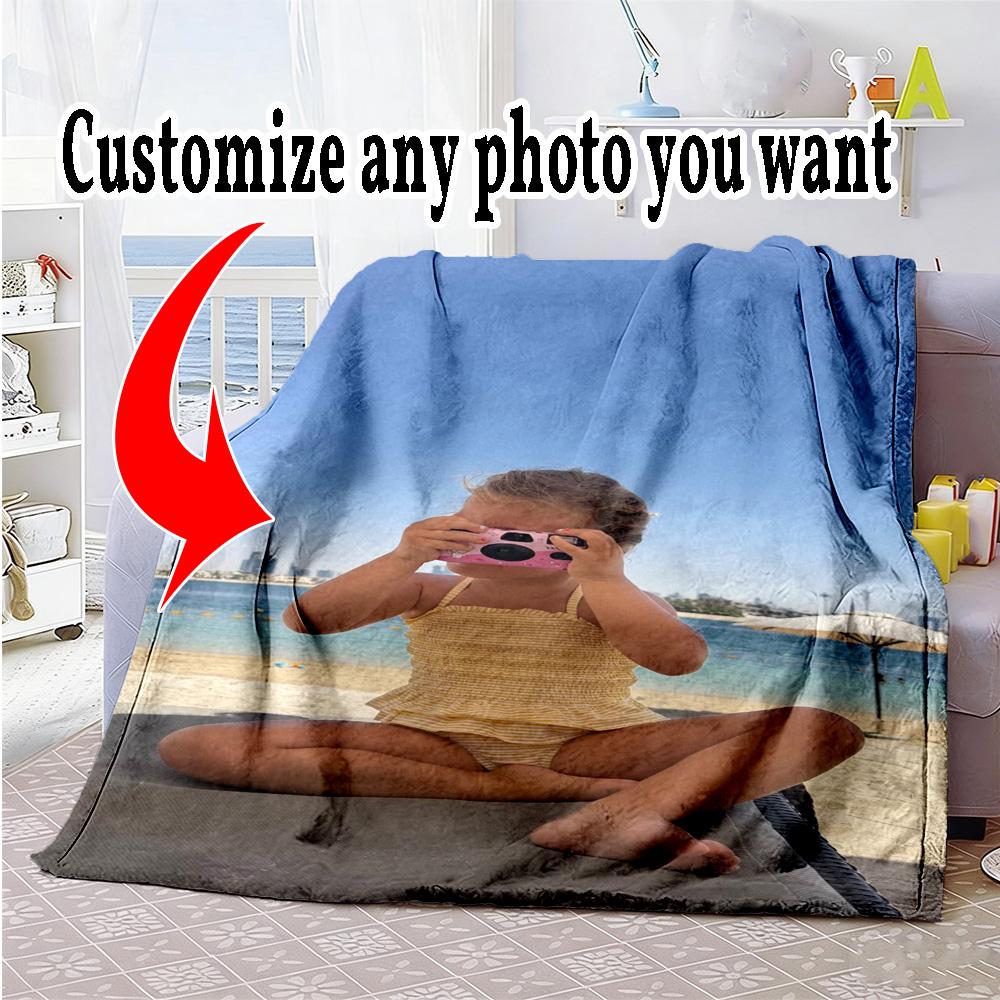 Customize Photos Customize Image Blanket Cozy Personalized Blanket Soft & Cozy Perfect for Nap Seaside Couch Home Decor All-Season Use