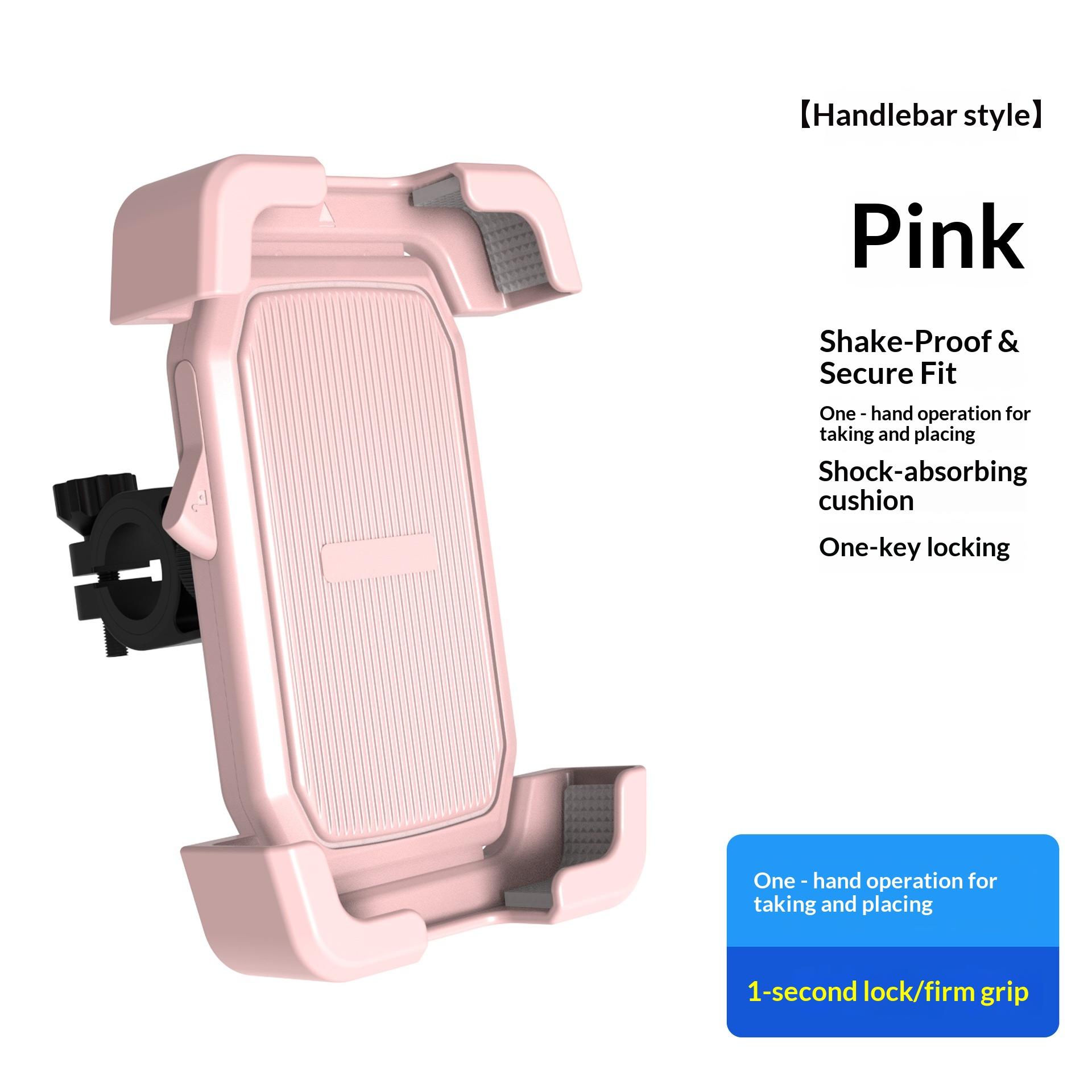 Motorcycle Anti-vibration Rotatable Shock Proof Bike Phone Mount Resistant Quick Release Navigation Phone Holder Bicycle Manual clip розовый