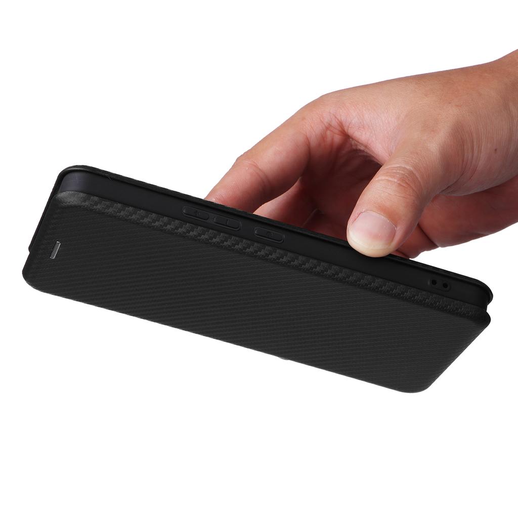 Für Asus Zenfone 11 Ultra 5G Lederhülle Carbonfaser-Textur Ständer Magnetische Handyhülle