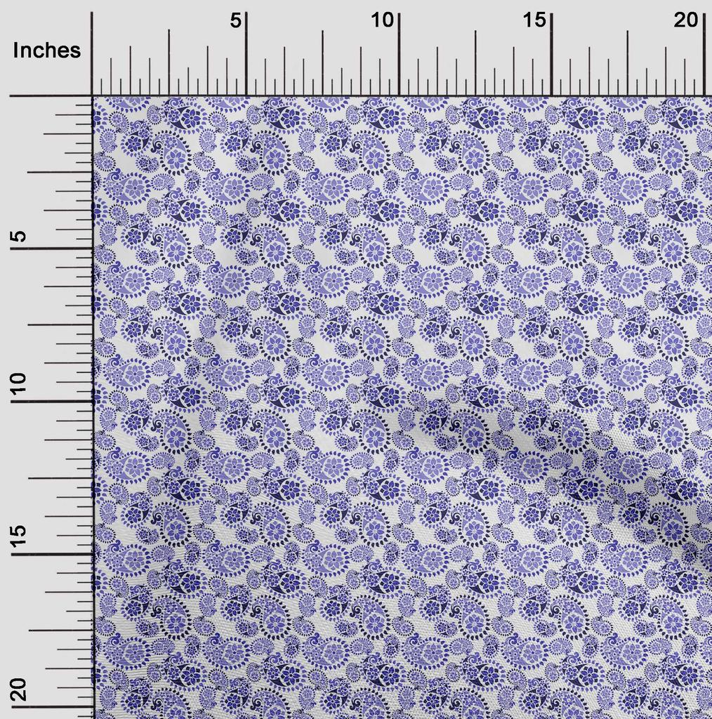 oneOone Cotton Flex Blue Fabric Asian Paisley Sewing Material Print Fabric By The Yard 40 Inch