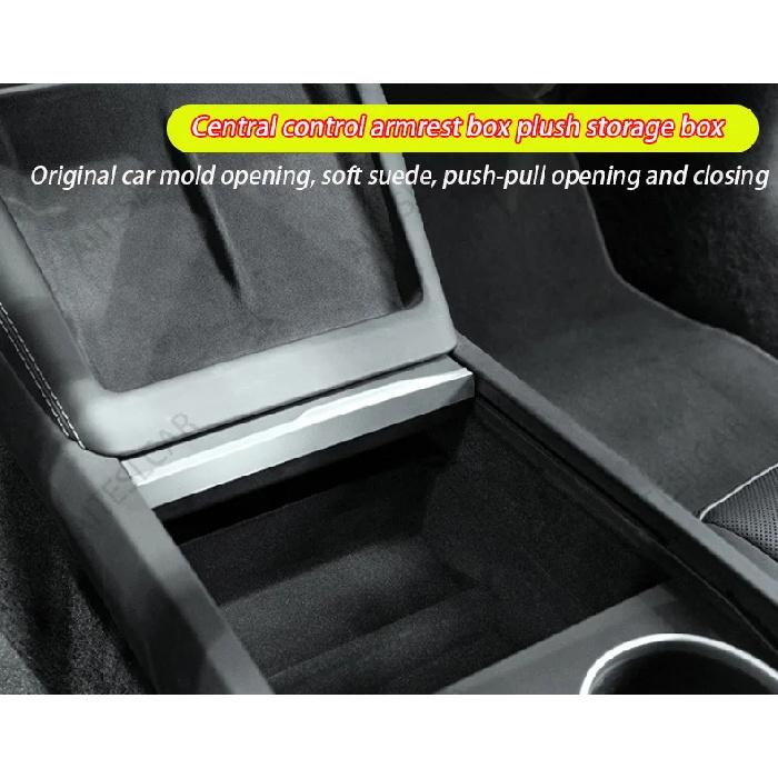 For Tesla Model 3/Y Juniper 2025+ Center Console Organizer Tray Armrest Cubby Drawer Flocking Model Y Storage Box Accessorie
