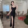 High-Slit Spaghetti Strap Nightclub Dress: Women's Slimming Low-Cut Hip-Hugging Gown