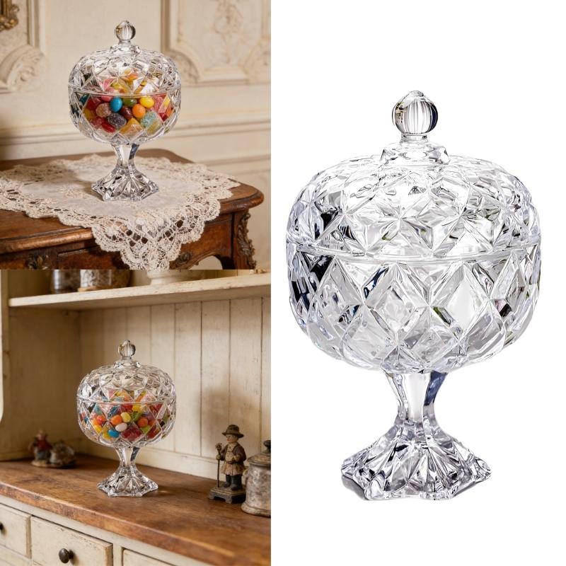 Plat à bonbons de Noël, Pots à bonbons et biscuits avec couvercle, Boîte à bijoux, Boîtes à biscuits Rangement alimentaire, Pot en verre transparent avec couvercle Cadeau