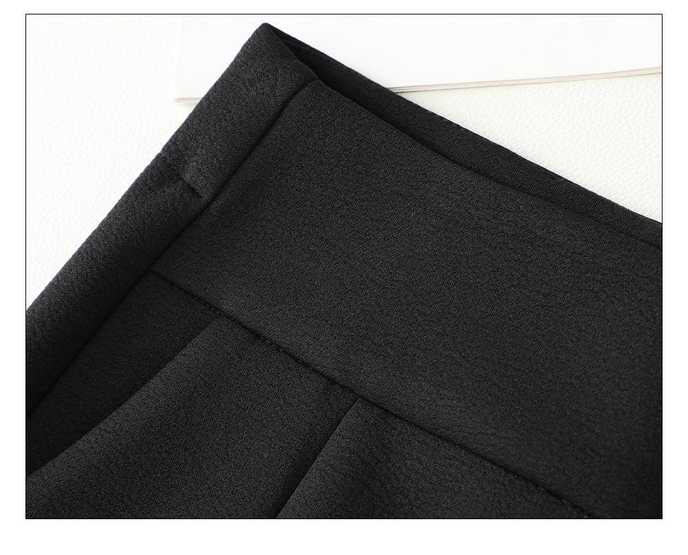 Women's 2024 High-Waisted Black Wide-Leg A-Line Suit Pants for Spring and Autumn.