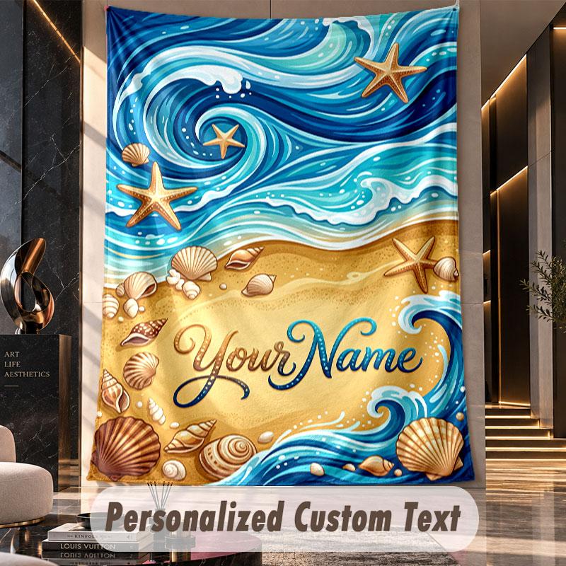 Ocean Mermaid (153) Theme Custom Tapestry Personalized Custom Name Text Wall Hanging Tapestry Home Decor Background Cloth