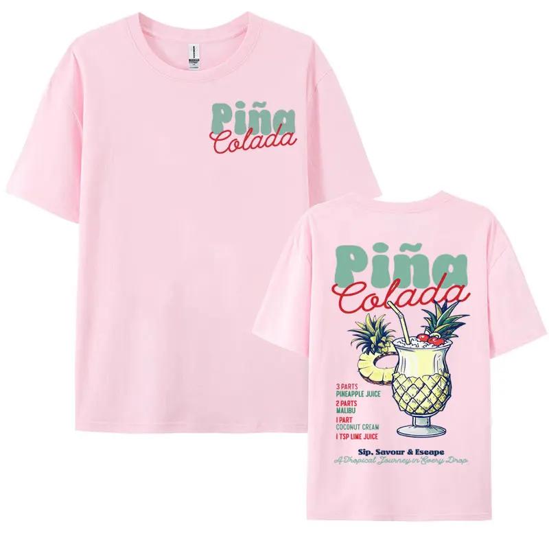 Lustiges Cocktail-Themen-Geschenk T-Shirt Herren Damen PINA COLADA Druck T-Shirt Männlich Sommer Mode Ästhetisches Gemütliches T-Shirt Streetwear