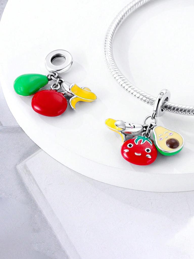 Avocado, Banana, Tomato Beads Charm Copper Plated Fit Charms Copperoriginal Bracelet For Jewelry Making Diy Charm