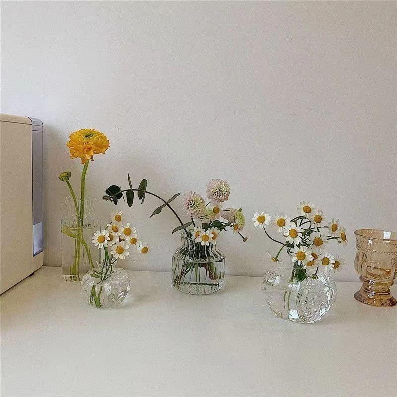 Creative Red Glass Pomegranate Flower Dining Table Vase Table Top Ornament Hydroponic Plant Vase Flower Arrangement Container