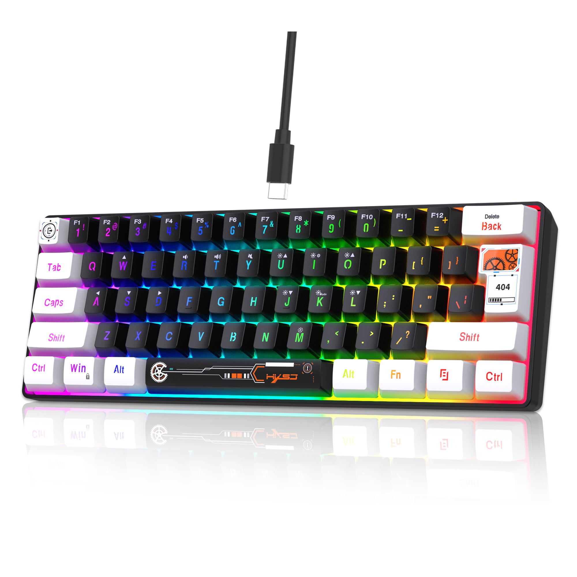 

HXSJ V700 61 Keys Wired Keyboard with RGB Backlit for PC/Laptop Multimedia Control Gaming Keyboard A