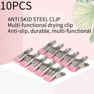 10PCS Stainless Steel Non-slip Clothes Clips, Rust-proof Multi-functional Metal Clips, Laundry Clips