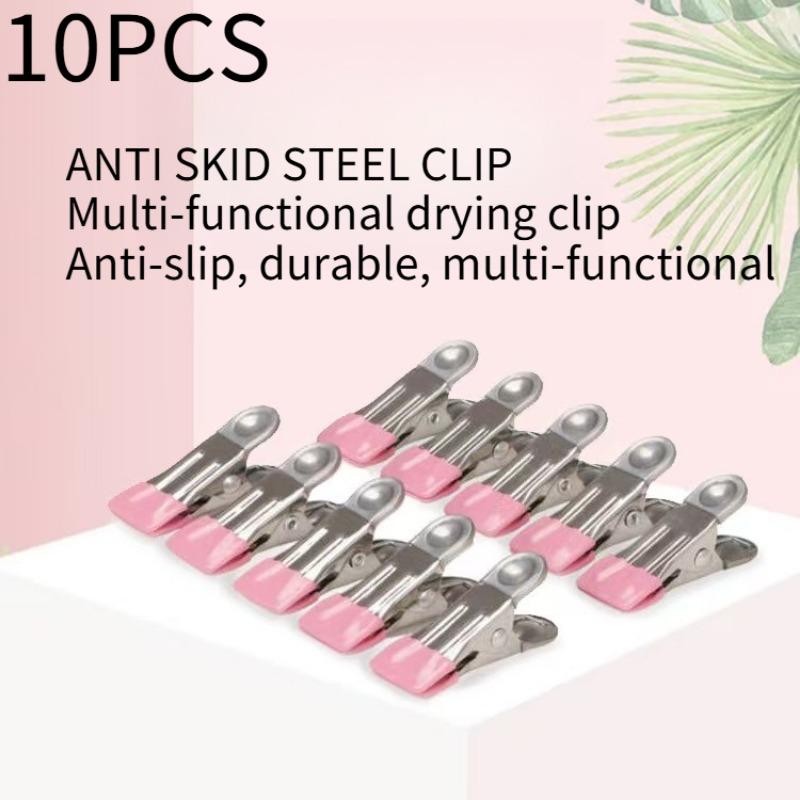

10PCS stainless steel non-slip clothes clips, rust-proof multi-functional metal clips, laundry clips 10PCS