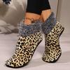Women's Winter Warm Fleece Leopard Pattern Ankle Socks - Comfortable Indoor and Outdoor, Animal Pattern Home Casual Socks, Soft and Warm Floor Socks