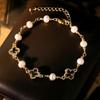 Natürliche Perle Vierblättriges Kleeblatt Wolframperlen Damen Leichter Luxus Elegant All-Match High-End Armband Schmuck