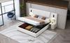 Gestoffeerd Bed 180*200cm, Extra Lang Hoofdsteun, Leeslampje, USB Laadpoort, Hydraulisch Opbergbed, Tweepersoonsbed, Fluweel Stof, Beige