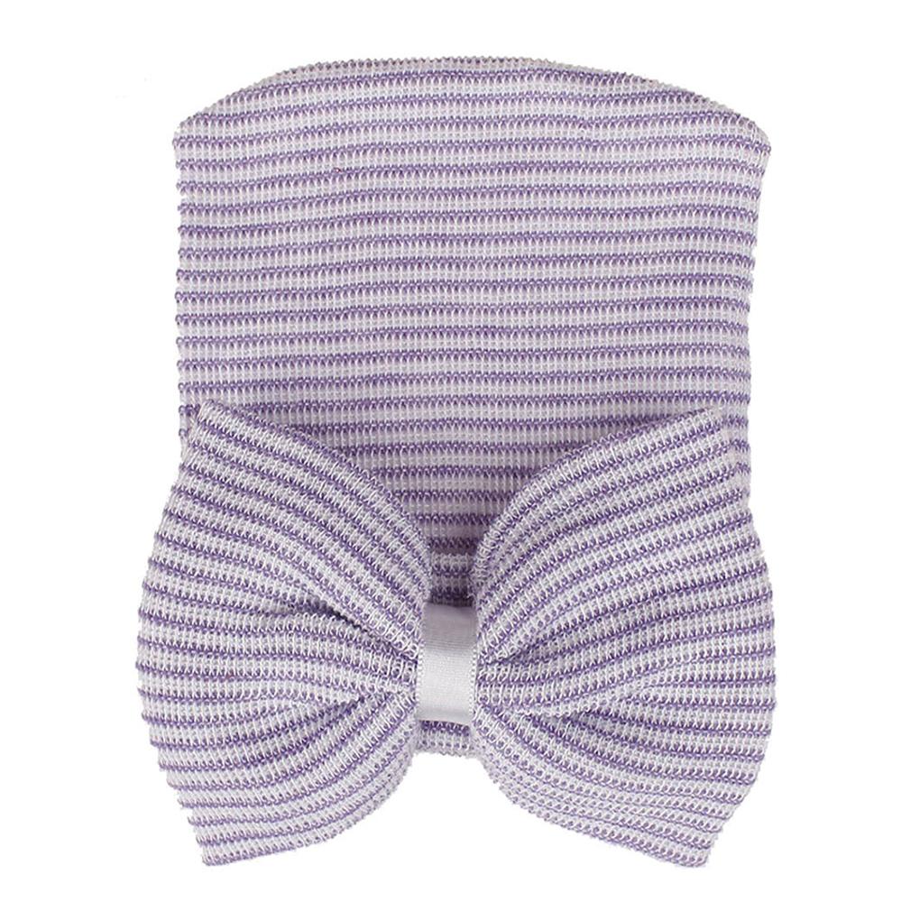 Stripe Infant Hat For 0-6 Month Newborn Baby Hospital Hat Soft Cotton Cute Big Bow Beanie Cap Winter Turban Hats for Baby Girls