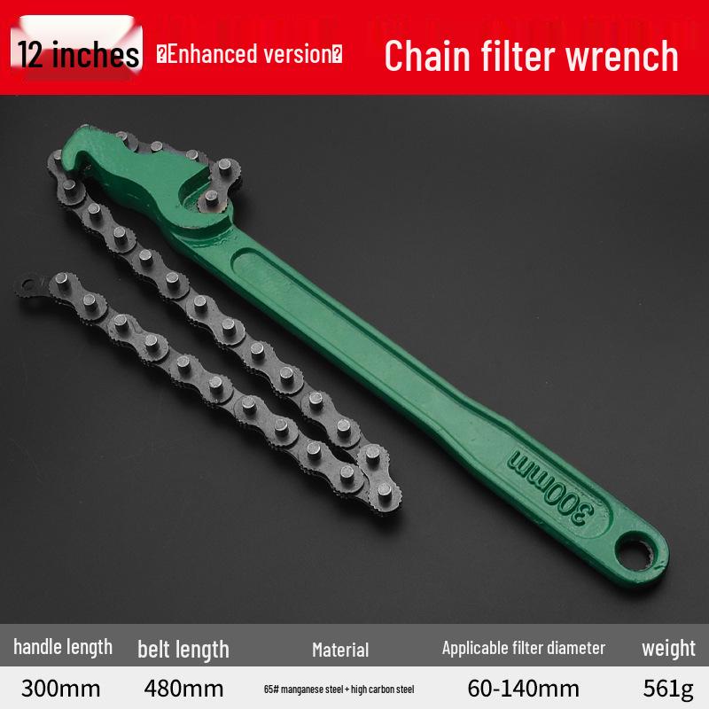 Universal Engine Oil Filter Remover and Installer Tool with Belt Chain