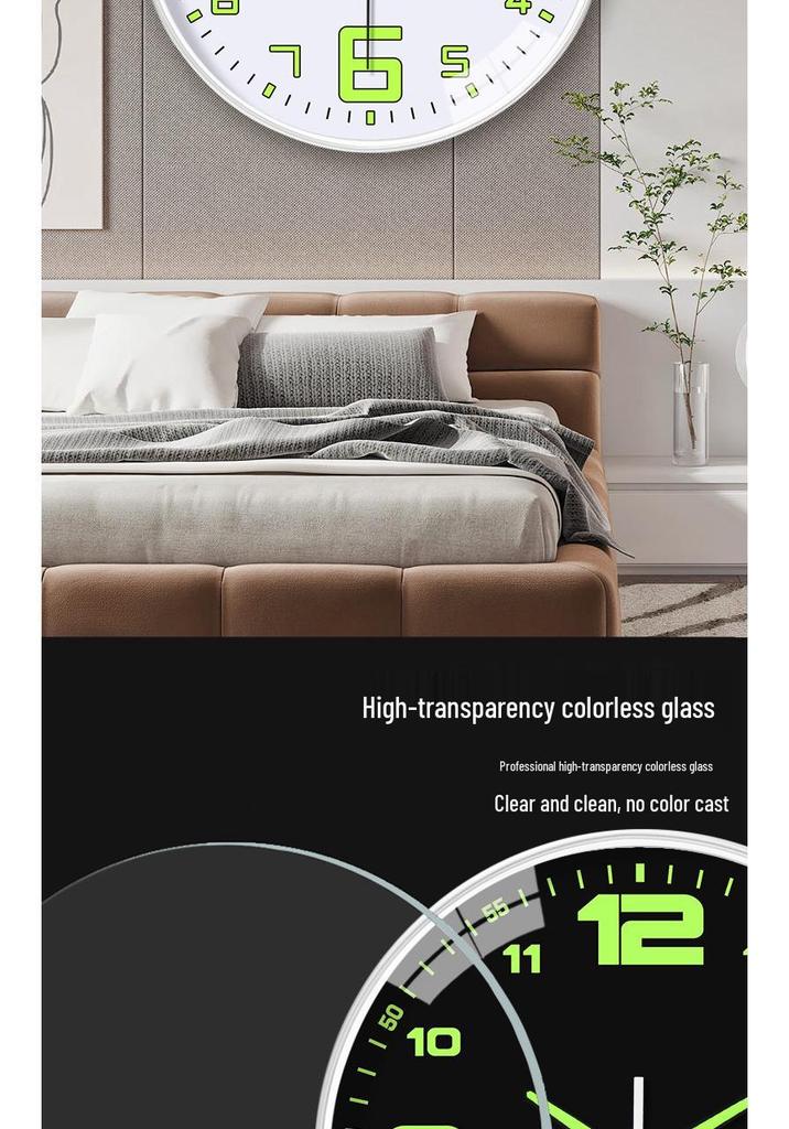 12-Inch Luminous Silent Wall Clock for Living Room or Bedroom Decor