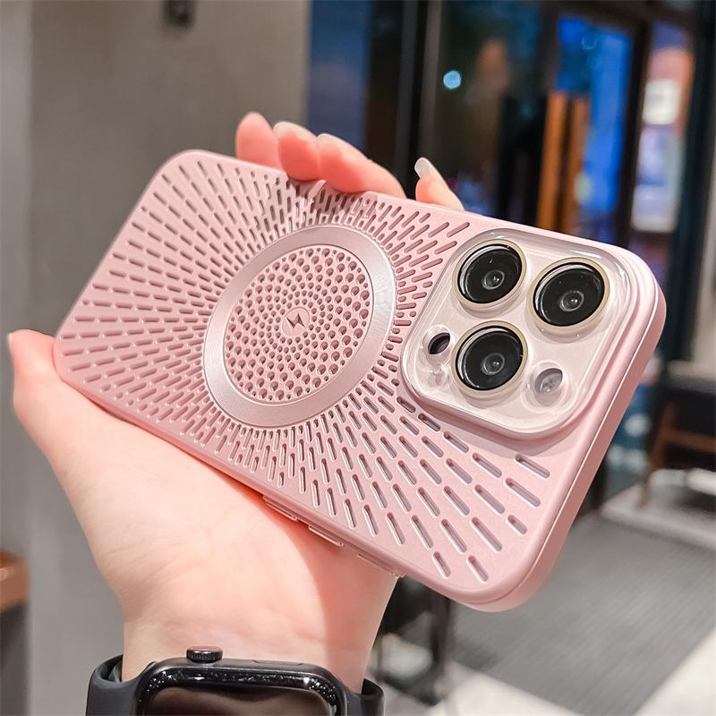 Luxury Hollow Heat Dissipation For Magsafe Magnetic Wireless Charge Case For iPhone 16 15 14 13 12 Pro Max Matte Hard Thin Cover