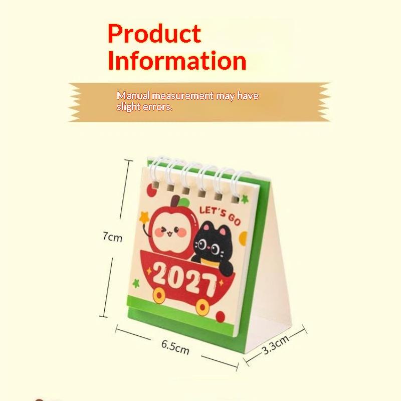 2027 Mini Desktop Calendar Cute Cartoon Cat Prints Desk Calendar Portable Office Desk Decoration