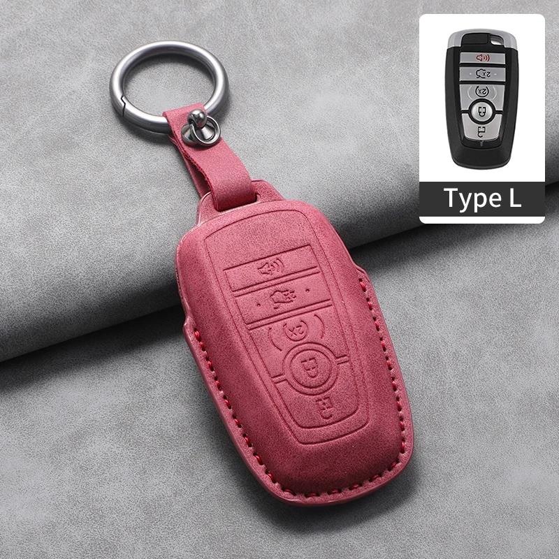 4 5 Tasten Leder Auto Schlüsselhülle Abdeckung Für Ford Fusion Mustang Edge Explorer Focus F150 F250 F350 F550 Escape für Lincoln Mondeo