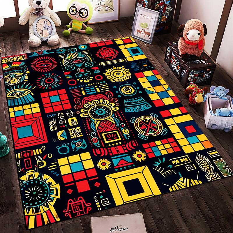 Colorful Bohemian Abstract Geometric Pattern Carpet for Home Decor Suitable for Use As an Anti-slip for Living Room Bedroom Sofas
