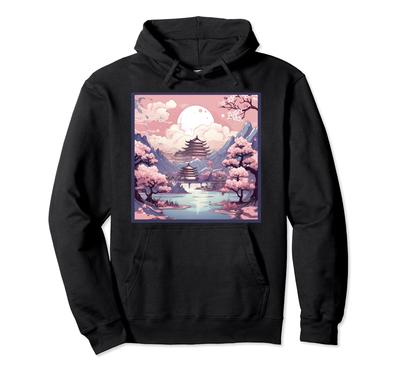 Castle Whispers Japansk Sakura Gekko Anime Hoodie