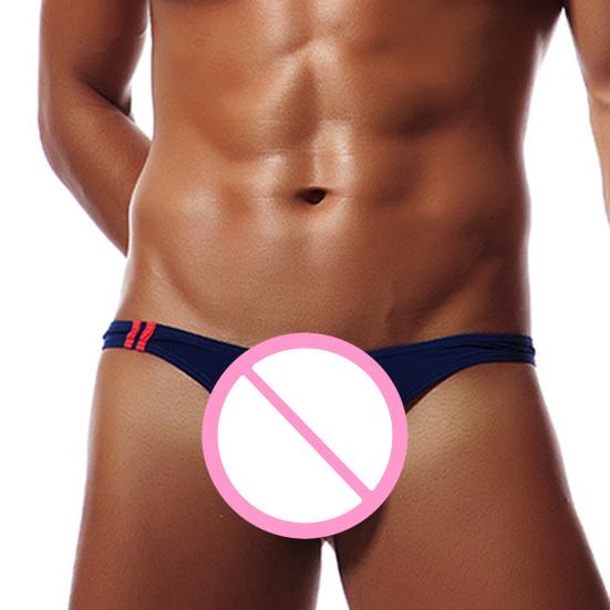 Breathable Seamless Ice Silk Men Briefs U Convex Low Waist Thong for Inside Wear