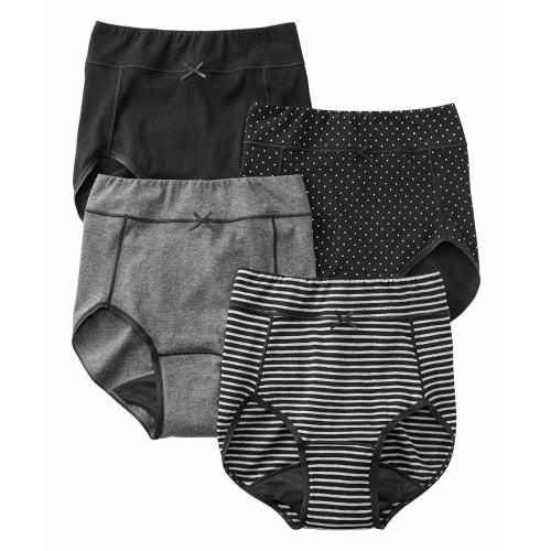 Nissen Sanitary Panties, 4-Pack, Cotton Blend Stretch Sanitary Panties with Deodorizing Tape, Comfortable Deep-Waisted Fit (Compatible with Winged Pad