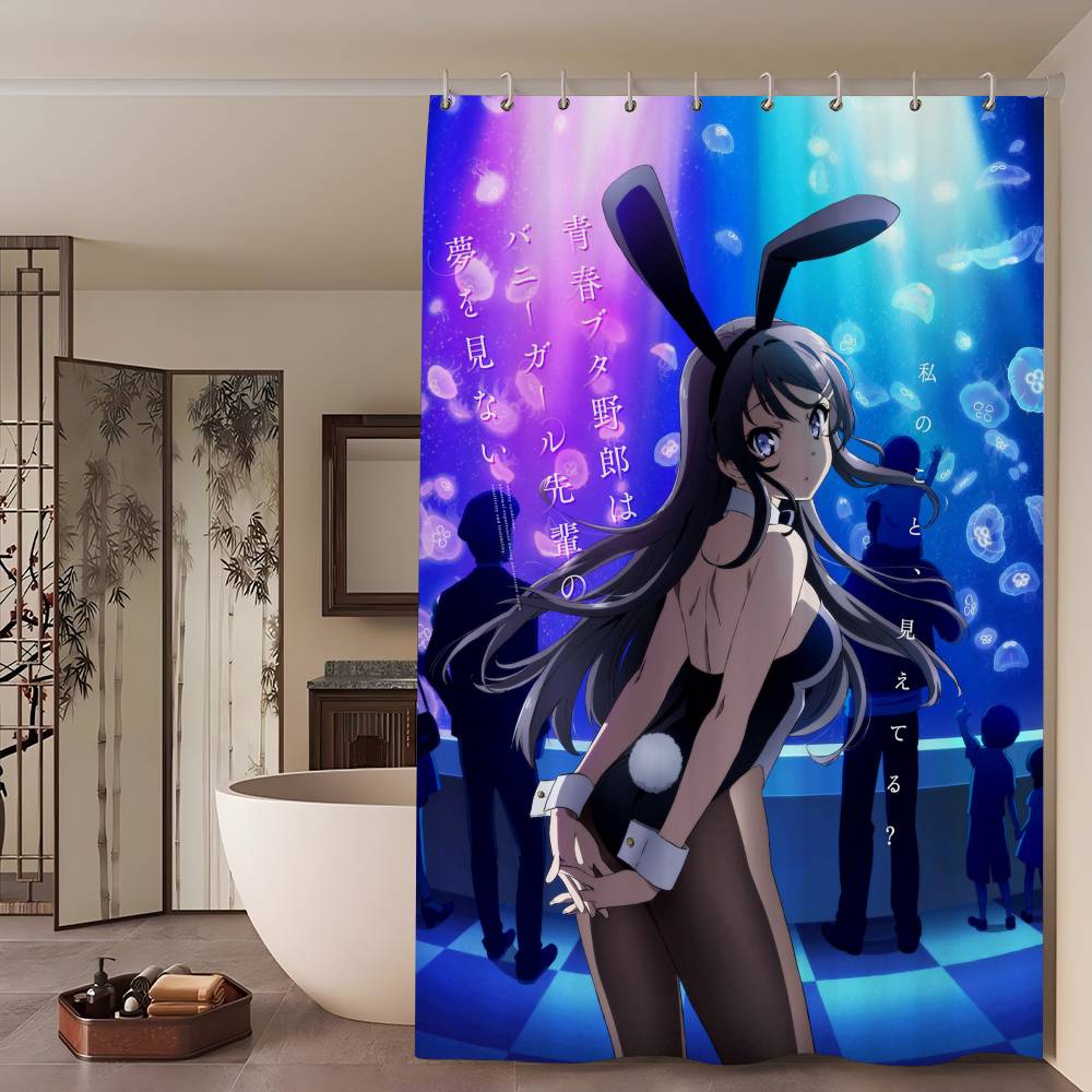 Anime Mai Sakurajima Shower Curtain - Water-Repellent And Leak-Resistant, Mold And Mildew Resistant For