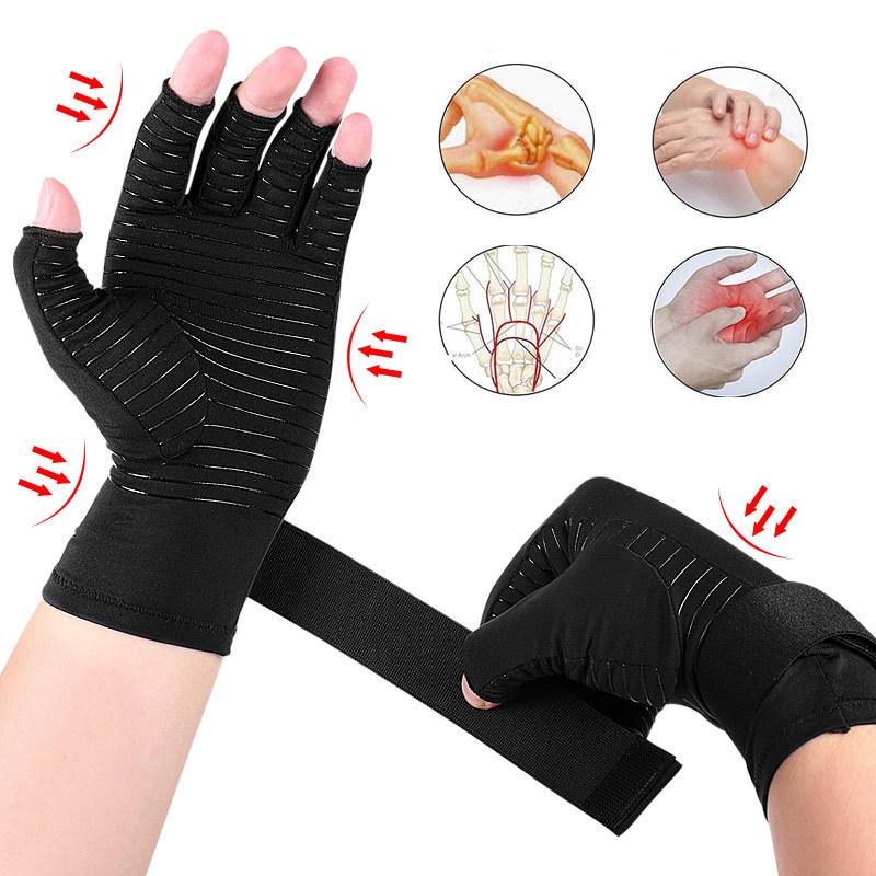 Sports Fitness Non-slip Half Finger Training Copper Fiber Pressure Gloves Copper Ion Wrist Gloves