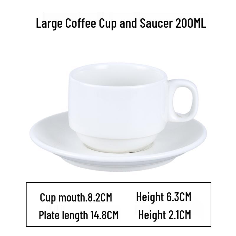 European Latte Art Cappuccino Cup & Saucer Set - White Ceramic Tea/Coffee Cup for Hotel Guest Room