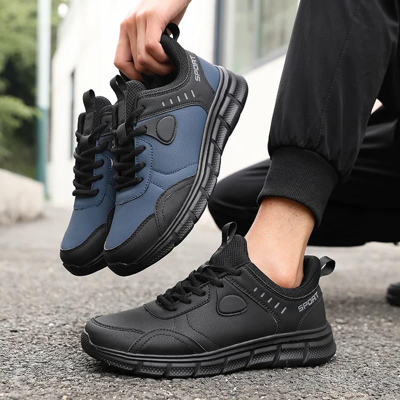 Men’S Black Running Shoes New Casual Soft Bottom 48 Plus Fat Wide Casual Travel Shoes Wear-Resistant Non Slip Walking Sneakers