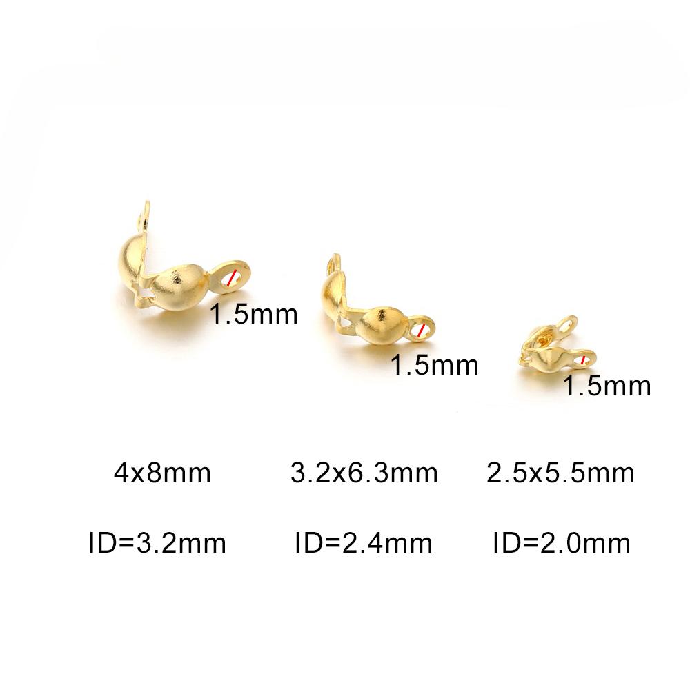 100ks/šarže Nerezová spona konektoru Zlatý kuličkový řetízek Kalotový konec Krimpovací korálky Konektor pro svépomocné potřeby pro výrobu šperků