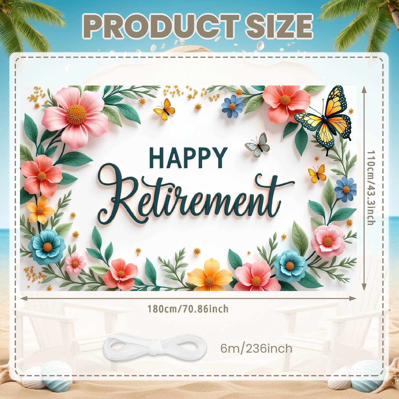 

Retirement Backdrop Nature-inspired Party Display Retirement Display Butterfly Design Celebration Backdrop For Retirement