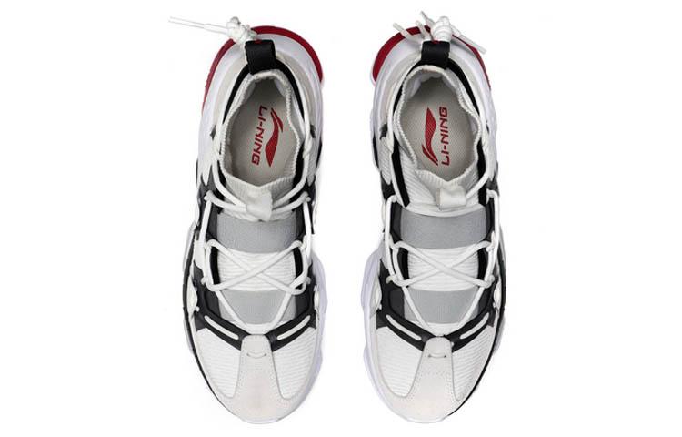 Li Ning CF Comfortable Non Slip Lightweight Mid Top Casual Shoes Unisex Gray White AGCP339-4