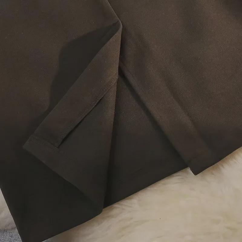 High Waist Slim Woolen Slit Skirt for Women - Mid-Length A-Line, Autumn/Winter Style