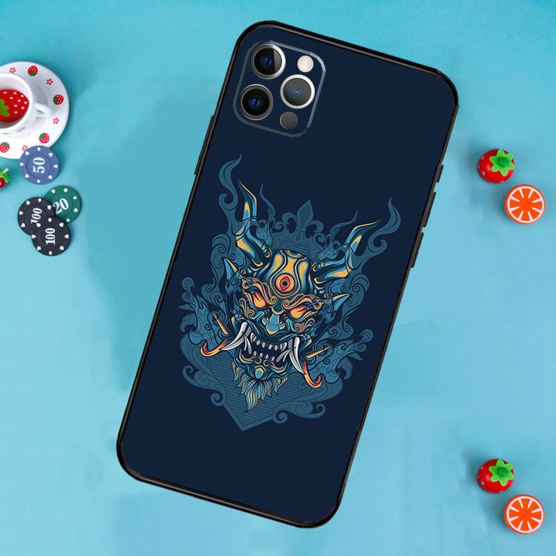 Samurai Oni Mask Phone Case For iPhone 17 Air 16 15 14 13 11 12 Pro Max 13 12 Mini 15 16 Plus 16e Cover Funda