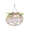 Vintage Welcome Sign Hanging Decor with Ornament Home Kitchen Bathroom Living Room Bedroom Restaurant Outdoor Use