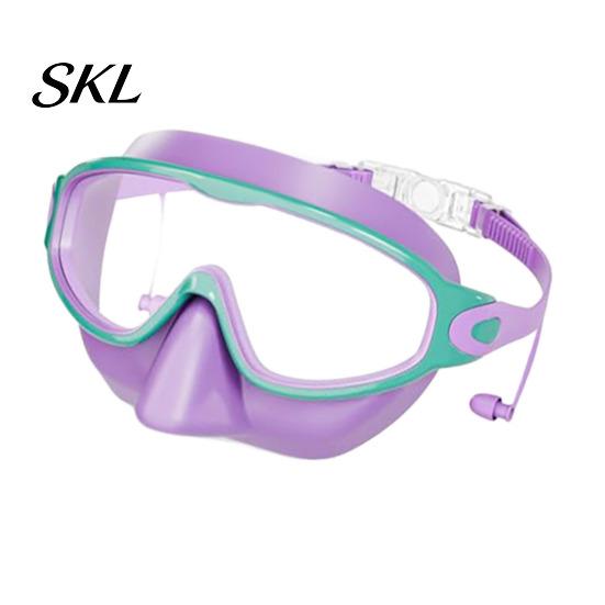 Panoramic Swim Goggles Clip-On with Case, 180 Degrees Wide View Anti-UV Case Pool Goggles, No Leakage Anti-Fog Swimming Eyewear for Children