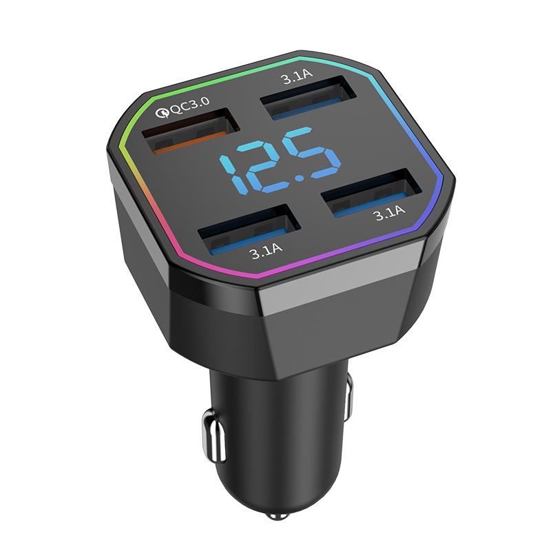 Four-Port USB Car Charger with PD, QC3.0, and 2.4A Support