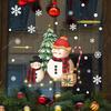 Santa Claus Christmas Tree Decorated with Snow Atmosphere Glass Windows Window Stickers